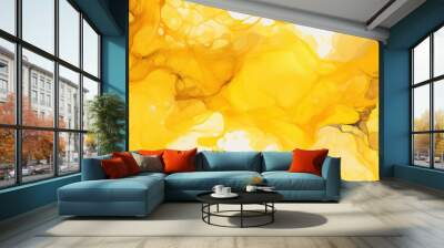 Abstract yellow alcohol ink splash texture background.	 Wall mural