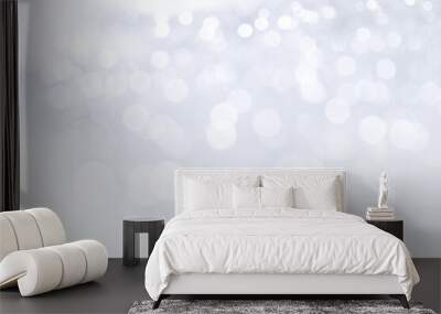 abstract silver white bokeh lights background Wall mural