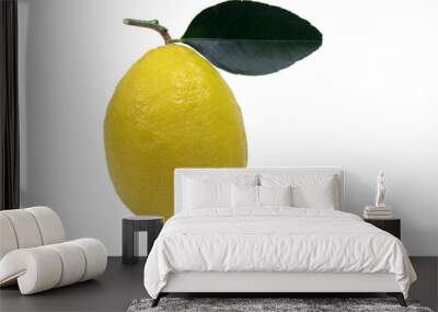 Lemon. One whole lemon isolated on white background Wall mural