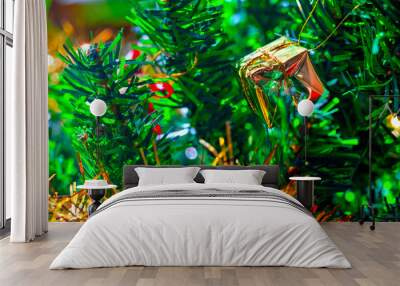 Colorful background of beautiful New Year decoration close up view Wall mural