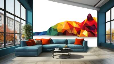 Colorful polygon style cat on white background. Wall mural