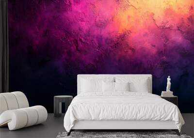 Grunge texture background with gradients of dark purple, pink and yellow beautifully. Wall mural