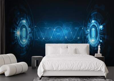 Various types of audio technologies. Wall mural