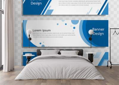 Vector blue banner template design with 3 designs. Wall mural