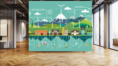  an infographic showcasing different types of renewable energy technologies. Wall mural