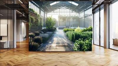  green manufacturing facilities implementing zero-waste and eco-design principles.  Wall mural