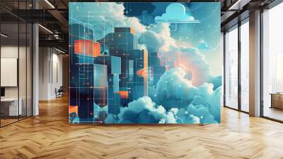  serverless computing with an image of functions being executed in response to events, without the need for managing servers.  Wall mural