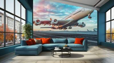 Airplane taking off from the airport. Wall mural