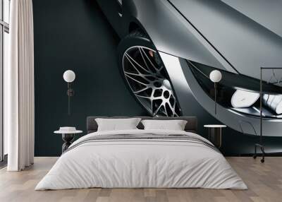 Black sports car. High angle black sports car. 3d rendering and illustration. Wall mural