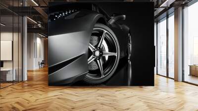 Black sports car. Wall mural