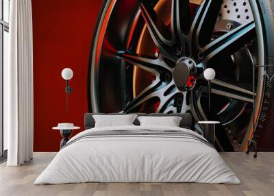 Close-up photo of a car wheel Wall mural