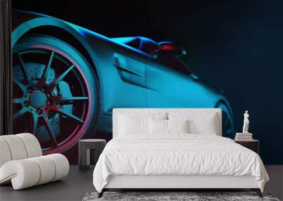 Modern cars are in the studio room. Wall mural