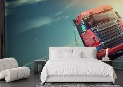 The truck running on the road speed.
. 3d rendering and illustration. Wall mural