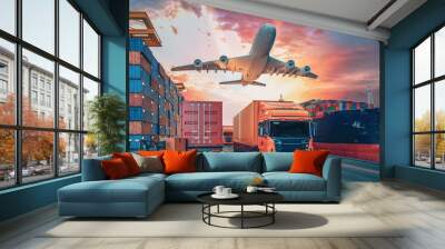 Transportation and logistics. Wall mural