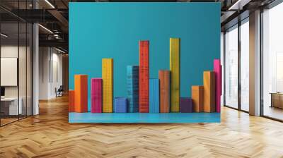 Bold and colorful bar graph, minimalist style, side view, clear and vibrant visual representation. Wall mural