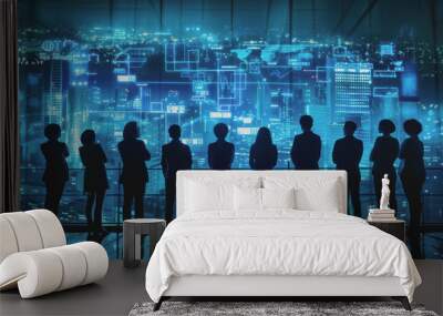 Multinational people and digital technology concept Digital Transformation Systems Engineering. Wall mural