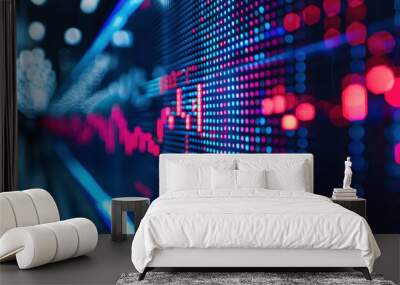 The financial stock market graph on a digital screen cinematographic shot close-up. AI Generated Wall mural