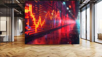 The financial stock market graph on a digital screen cinematographic shot close-up. AI Generated Wall mural