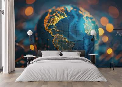 Visuals international business transactions, global offices, or remote teams collaborating.. Wall mural