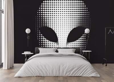 A white mask on a black background, creating a striking contrast between the two colors Wall mural