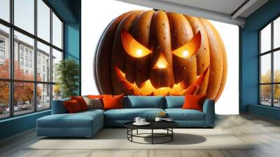 scary jack-o-lantern pumpkin isolated on the white background. halloween concept. Wall mural