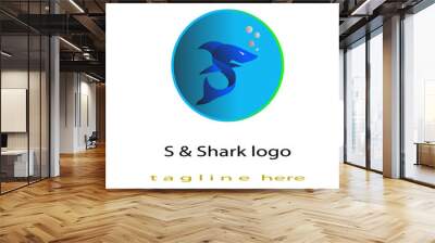 Letter S and Shark logo of desig. Wall mural