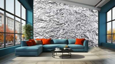 silver rough wrinkle foil texture.Silver foil texture background Wall mural