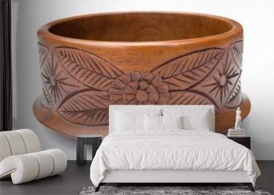 Wooden bowl isolated on white background.Carving wooden bowl isolated Wall mural