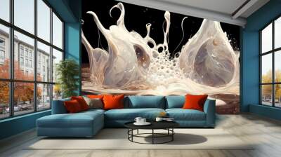 Splash of white Milk and Chocolate, Abstract mixture of milk and chocolate. Wall mural