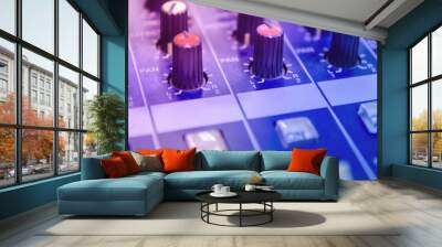 Audio mixer console and professional sound mixing with buttons and sliders. Wall mural