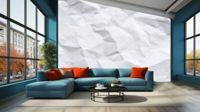 White background and wallpaper by crumpled paper texture and free space. Wall mural