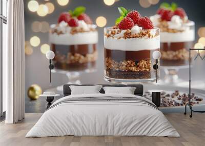 Decadent Chocolate Dessert with Fresh Berries Wall mural