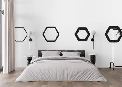 hexagon icon of vector geometry hexagonal six sided polygon hexagon line. geometric hexagon shape fo Wall mural