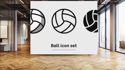 Volleyball ball icon set. Set of volleyball ball for sport, activity and game. Ball pictogram isolated on white background. Sport equipment. Vector illustration Wall mural