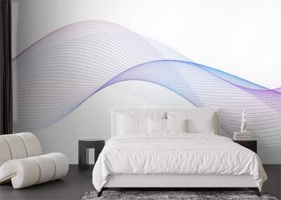 Modern abstract glowing wave background. Dynamic flowing wave lines design element. Futuristic technology and sound wave pattern. PNG file. Wall mural