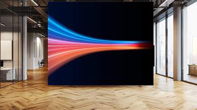 Modern abstract high-speed light effect. Abstract background with curved beams of light. Technology futuristic dynamic motion. Movement pattern for banner or poster design background concept. Wall mural