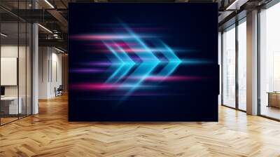 Modern abstract high-speed movement. Colorful dynamic motion on blue background. Movement technology pattern for banner or poster design background concept. Wall mural