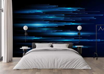 Modern abstract high-speed technology movement. Dynamic motion light trails with motion blur effect on dark background. Futuristic, technology pattern for banner or poster design. Wall mural