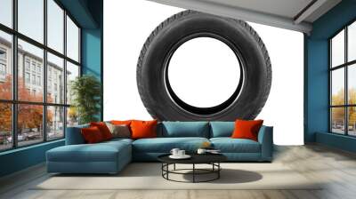 Car tire isolated on white background Wall mural