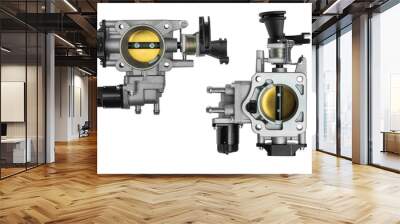 throttle body assembly with sensor on a white background Wall mural