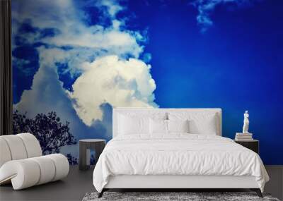 Clouds in the sky before the rain is heavy.Blue sky and white cloud. Wall mural