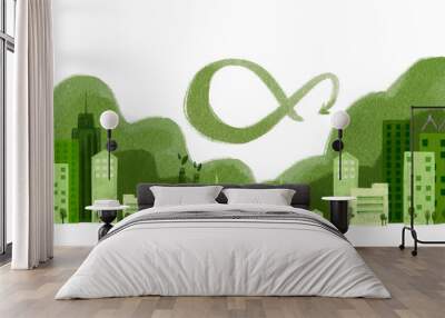 Urban circular economy icon drawing Circular economy concepts for future business growth and environmental sustainability and reduce pollution for future business and environmental growth. Wall mural