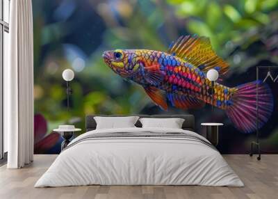 Colorful Tropical Fish in Aquarium. Wall mural