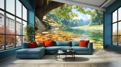 River Under Tree. Wall mural