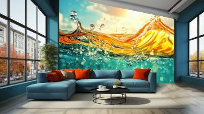 Water Splash Sunset. Wall mural