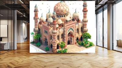 3D Pixel art of a Mosques, isometric style, Attractive colors, isolated on white background, centered in frame Wall mural