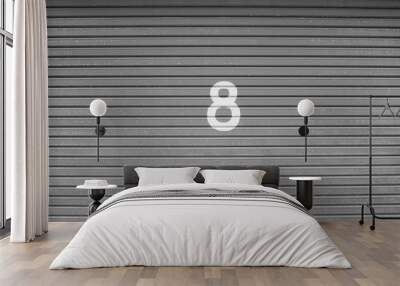 number 8 on material door.steel or aluminium door.sign number. Wall mural