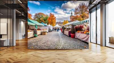 Autumn Market Stalls with Clear Spaces for Promotion Wall mural