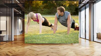 Couple exercising Wall mural