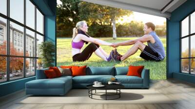 couple exercising Wall mural